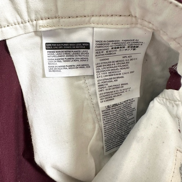 Men’s Levi’s - Levi Strauss Slim Fit burgundy denim Jeans size 31 - Picture 9 of 10